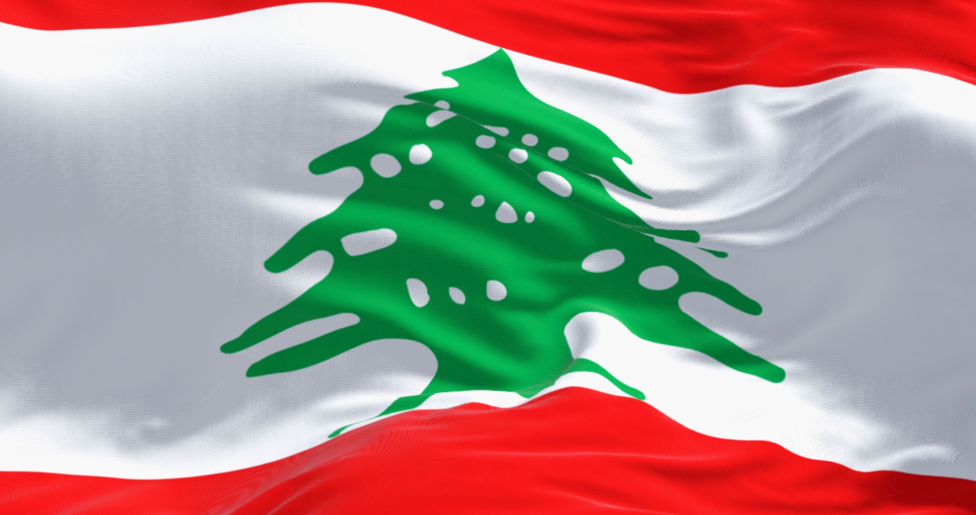 Lebanon national flag waving in the wind on a clear day
